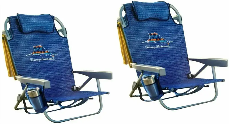 Tommy Bahama Backpack Beach Chairs – 2-Pack in Blue, Lightweight & Portable