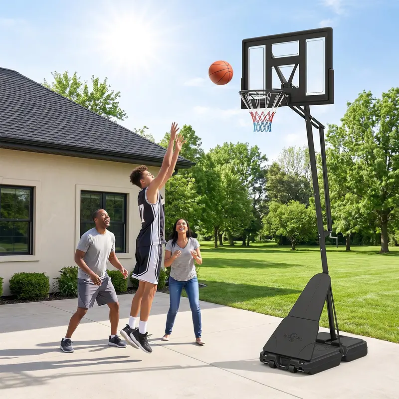 Tool-Free Adjustable Outdoor Basketball Goal – Height Range: 7.7 to 10 Feet
