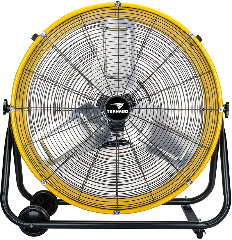 Tornado 24-Inch Industrial Air Circulator Fan – UL-Certified, 3-Speed Heavy-Duty Drum Fan (7800 CFM), Yellow