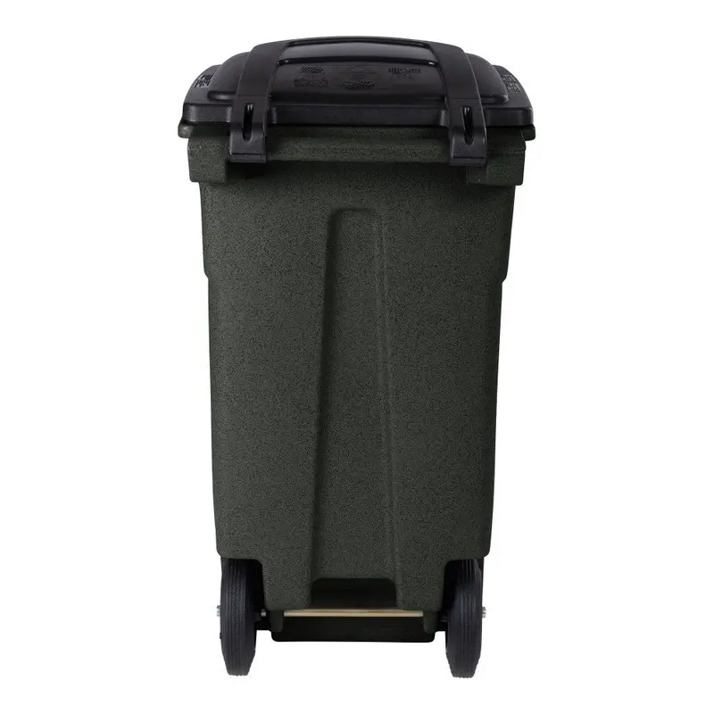 Toter 32-Gallon Greenstone Trash Can – Heavy-Duty Indoor/Outdoor Bin with Quiet Wheels, Hinged Lid, and Weather-Resistant Build