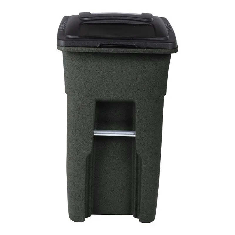 Toter 32-Gallon Greenstone Trash Can – Heavy-Duty Indoor/Outdoor Bin with Quiet Wheels, Hinged Lid, and Weather-Resistant Build