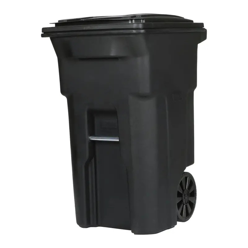 Toter 64-Gallon Wheeled Trash Can – Heavy-Duty Black Polyethylene with Lid