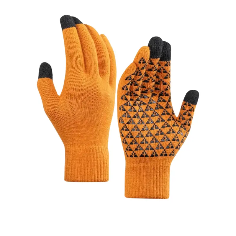 Touchscreen-Compatible Knit Gloves – Unisex Winter Gloves with Silicone Grip and Soft Lining