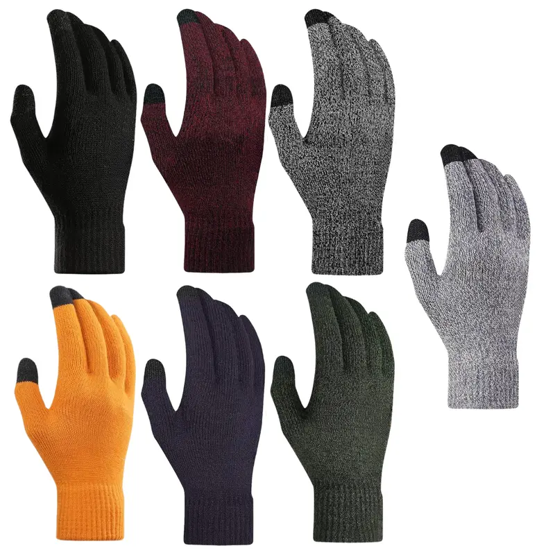 Touchscreen-Compatible Knit Gloves – Unisex Winter Gloves with Silicone Grip and Soft Lining