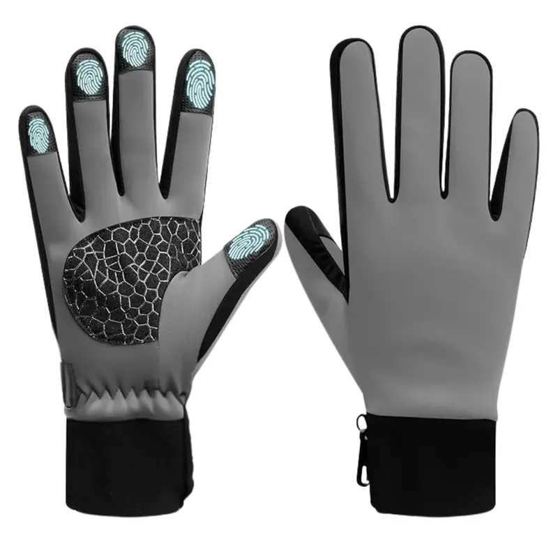 Touchscreen-Compatible Winter Gloves with Insulated Lining and Silicone Grip Palm