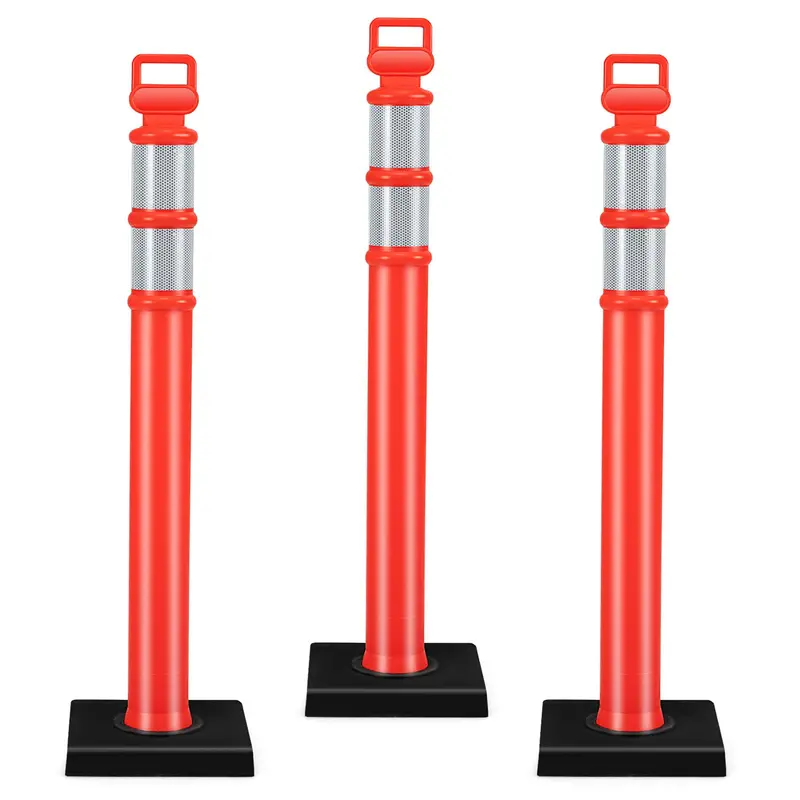 Traffic Delineator Post with Weighted Base for Indoor/Outdoor Use