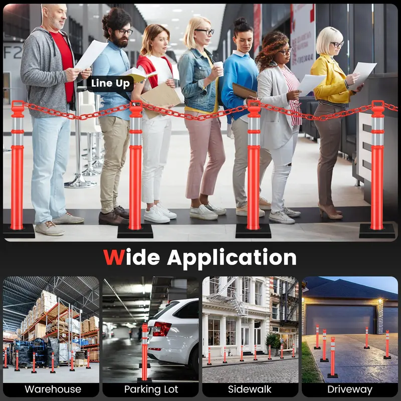 Traffic Delineator Post with Weighted Base for Indoor/Outdoor Use