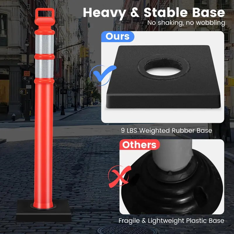 Traffic Delineator Post with Weighted Base for Indoor/Outdoor Use