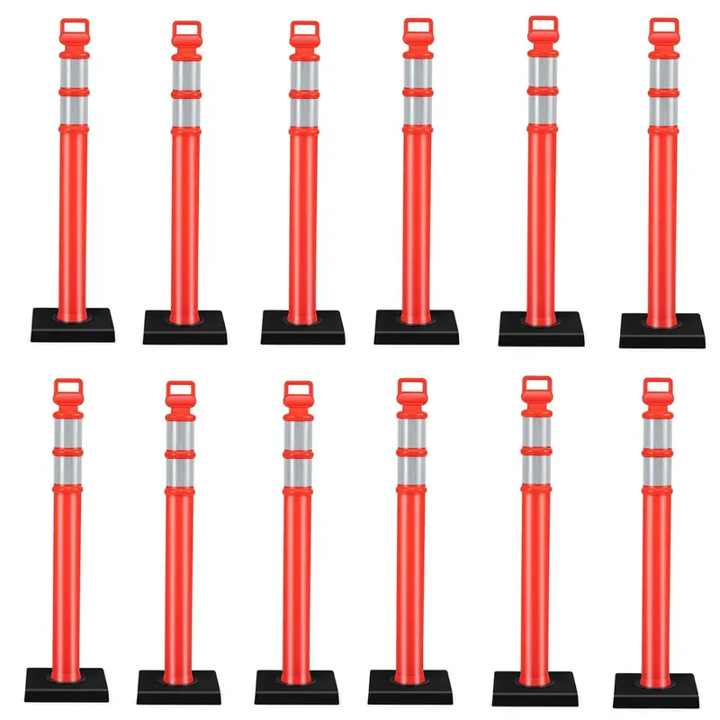 Traffic Delineator Post with Weighted Base for Indoor/Outdoor Use