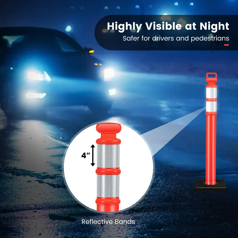Traffic Delineator Post with Weighted Base for Indoor/Outdoor Use