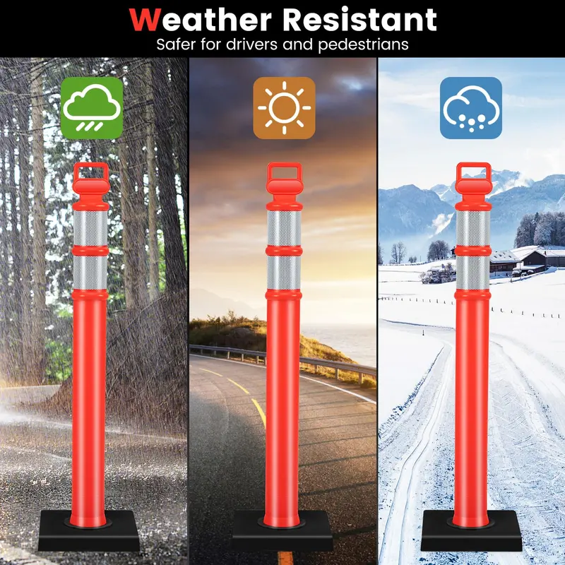 Traffic Delineator Post with Weighted Base for Indoor/Outdoor Use