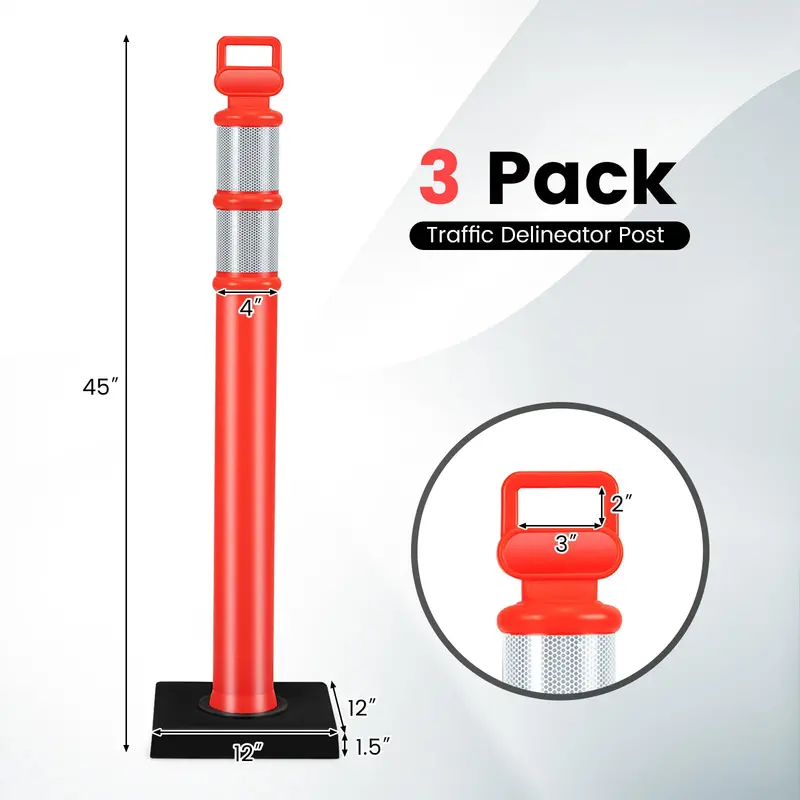 Traffic Delineator Post with Weighted Base for Indoor/Outdoor Use