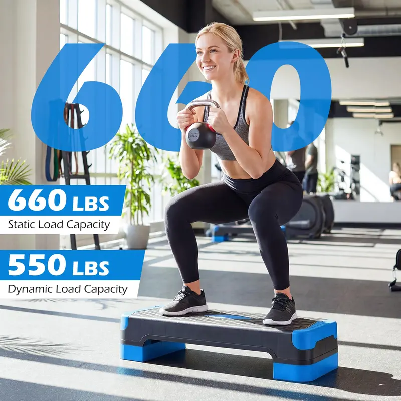 Triple-Function Adjustable Aerobic Step Platform Rated for Up to 600 lbs