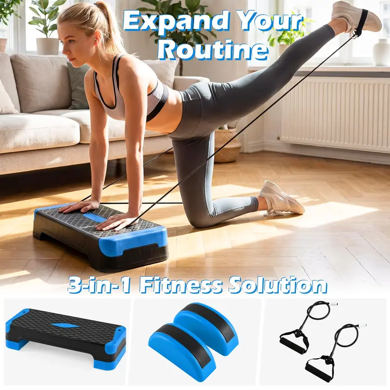 Triple-Function Adjustable Aerobic Step Platform Rated for Up to 600 lbs