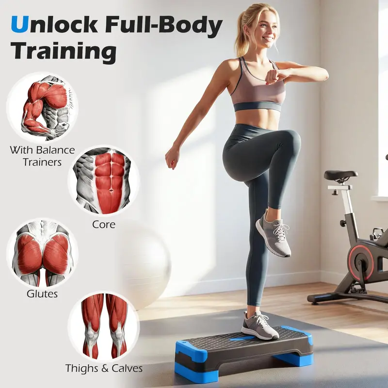 Triple-Function Adjustable Aerobic Step Platform Rated for Up to 600 lbs