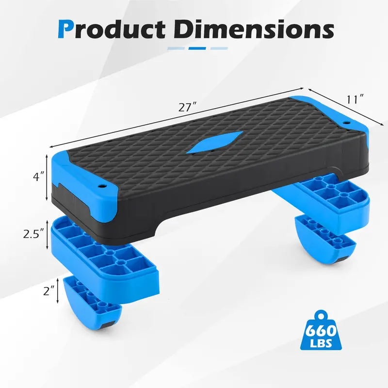 Triple-Function Adjustable Aerobic Step Platform Rated for Up to 600 lbs