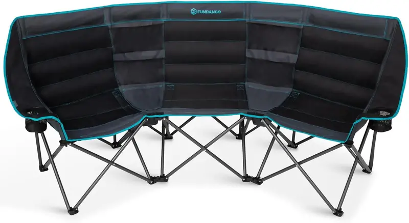 Triple-Occupancy Folding Camping Chair with Integrated Cooler & 1000 lb Capacity 2