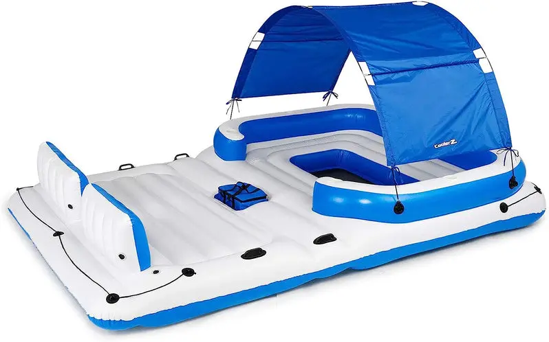 Tropical Breeze 6-Person Inflatable Floating Island Raft for Lakes and Pools