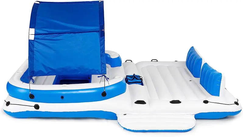 Tropical Breeze 6-Person Inflatable Floating Island Raft for Lakes and Pools