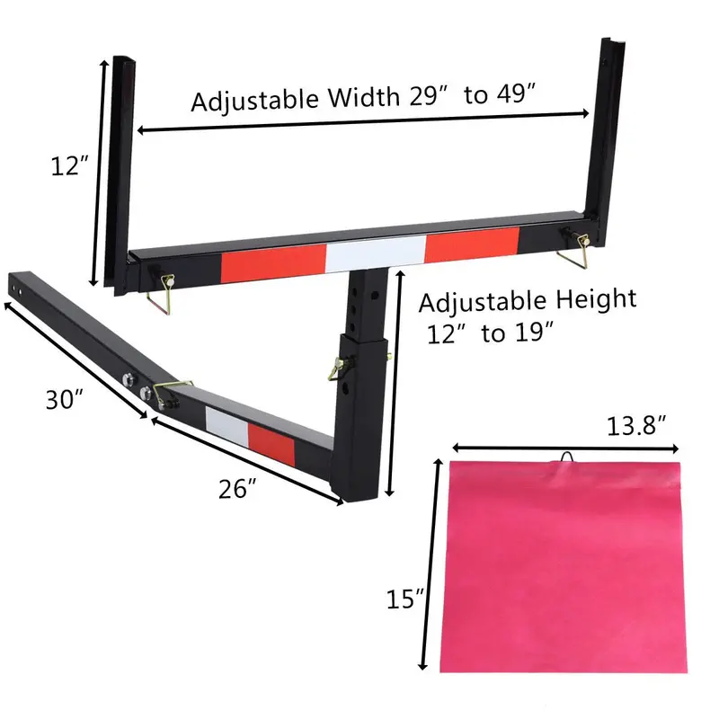 Truck Bed Ladder Hitch Extender – Adjustable Black Rack with Flag Mount