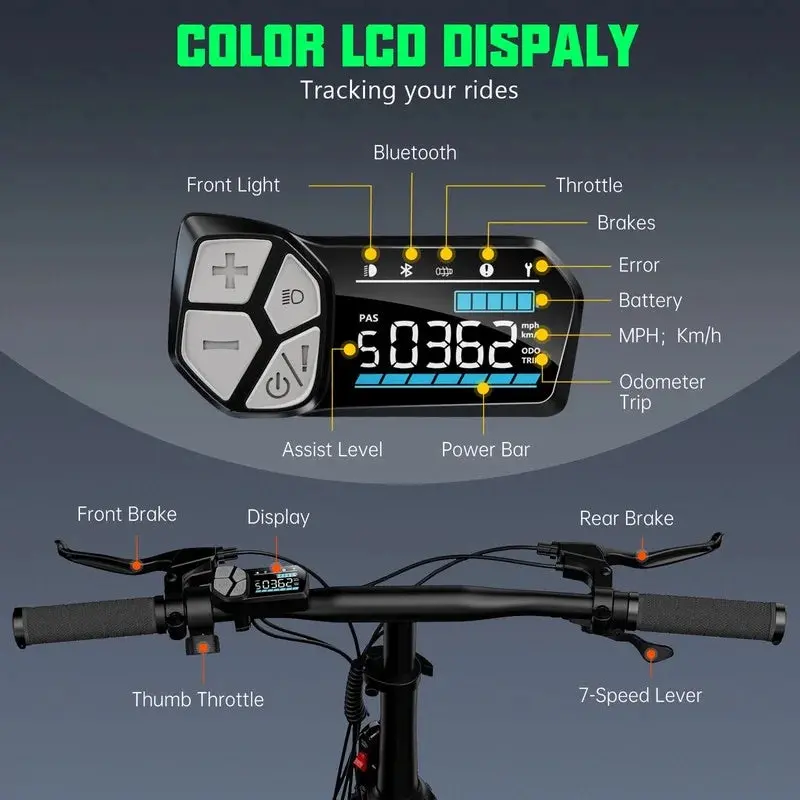TST Foldable 4.0 Fat-Tire Electric Bike – 48V 13Ah Battery, 750W Motor, LCD Display, One-Step Folding