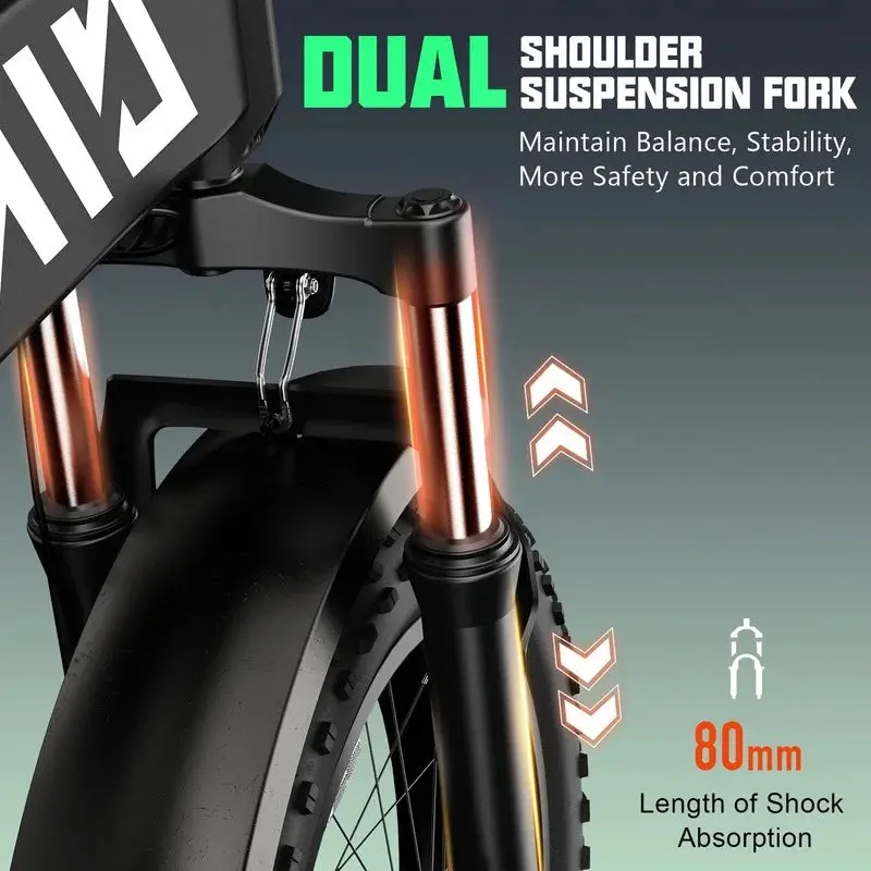 TST Foldable 4.0 Fat-Tire Electric Bike – 48V 13Ah Battery, 750W Motor, LCD Display, One-Step Folding