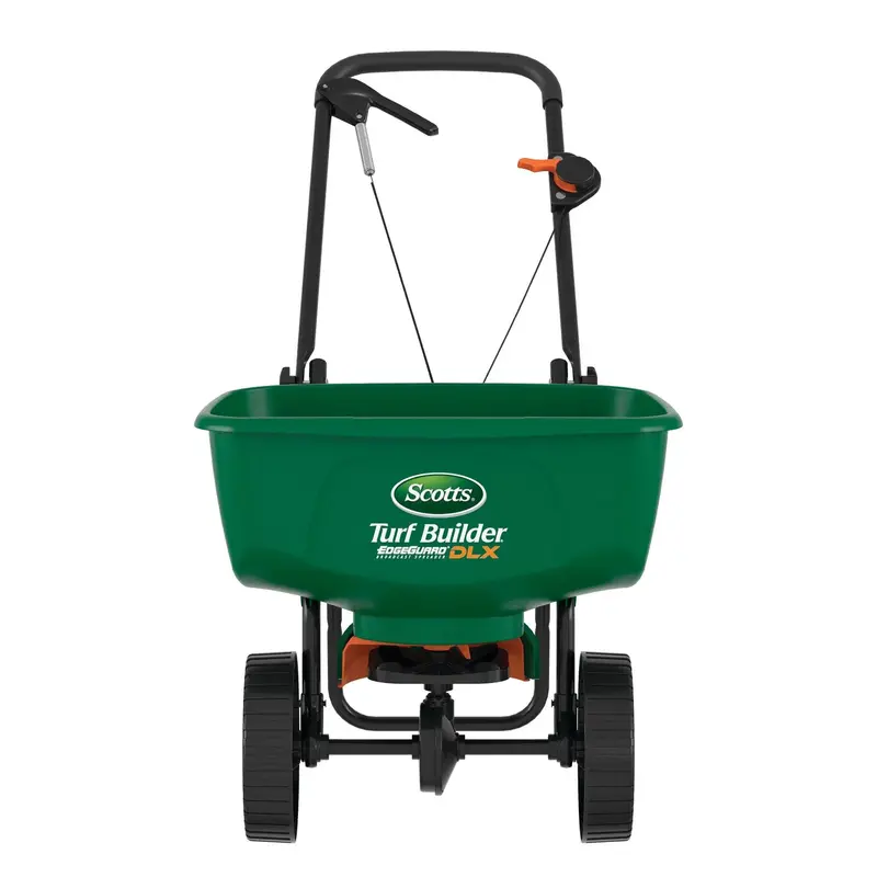 Turf Builder EdgeGuard DLX Broadcast Spreader – Covers Up to 15,000 Sq. Ft., Precision Calibration & Ergonomic Grip