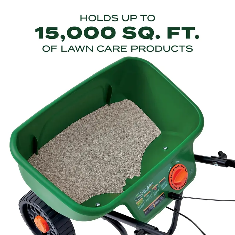 Turf Builder EdgeGuard DLX Broadcast Spreader – Covers Up to 15,000 Sq. Ft., Precision Calibration & Ergonomic Grip