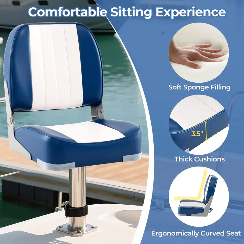 Twin Folding Boat Seats – Stainless Steel Hardware & Corrosion-Resistant Aluminum Hinges 2