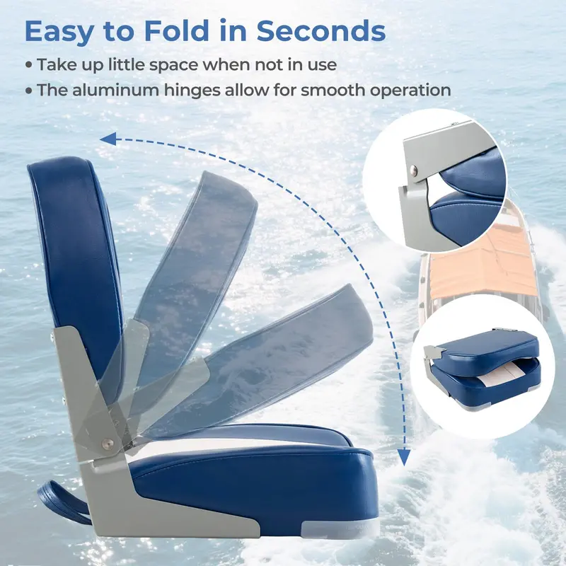 Twin Folding Boat Seats – Stainless Steel Hardware & Corrosion-Resistant Aluminum Hinges