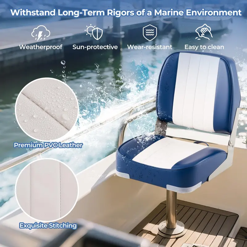 Twin Folding Boat Seats – Stainless Steel Hardware & Corrosion-Resistant Aluminum Hinges