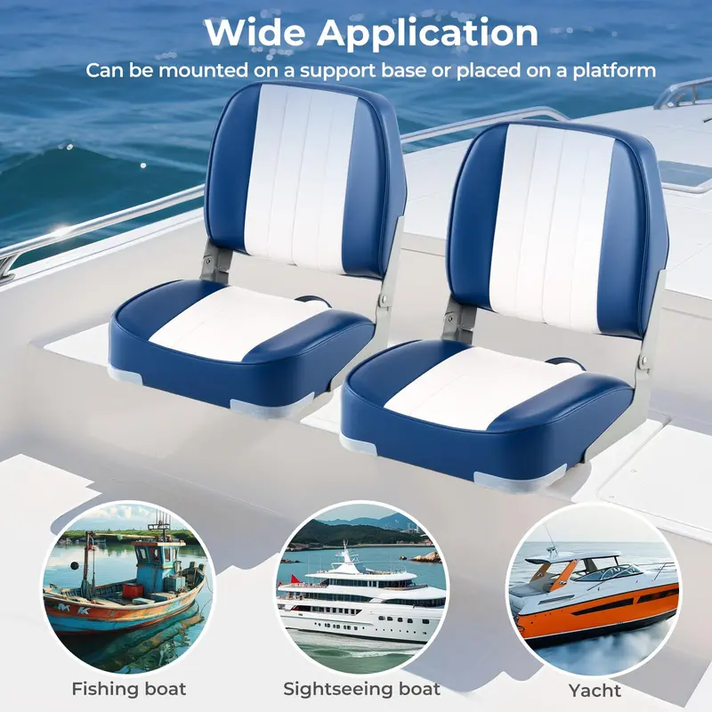 Twin Folding Boat Seats – Stainless Steel Hardware & Corrosion-Resistant Aluminum Hinges
