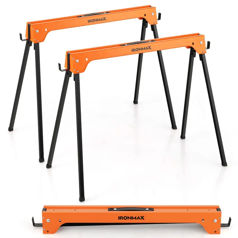 Twin Folding Sawhorses – Heavy-Duty 2x4 Support with 1322 LB Total Capacity