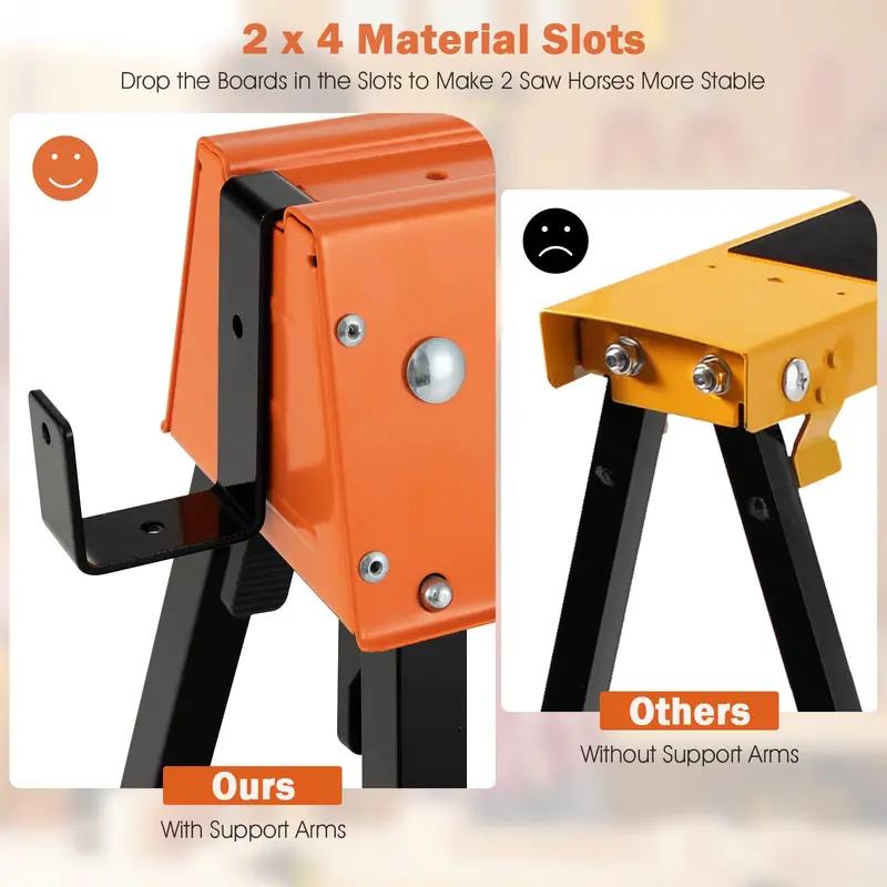 Twin Folding Sawhorses – Heavy-Duty 2x4 Support with 1322 LB Total Capacity
