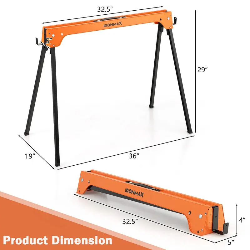 Twin Folding Sawhorses – Heavy-Duty 2x4 Support with 1322 LB Total Capacity