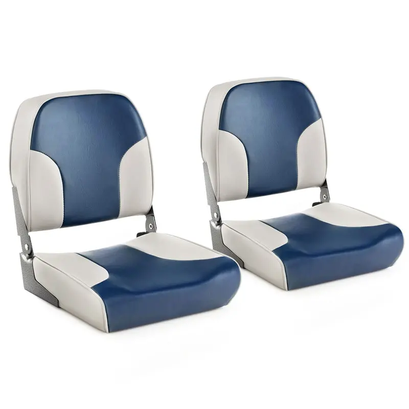 Twin Pack Low-Back Folding Boat Seats – Marine-Grade Aluminum & Stainless Hardware