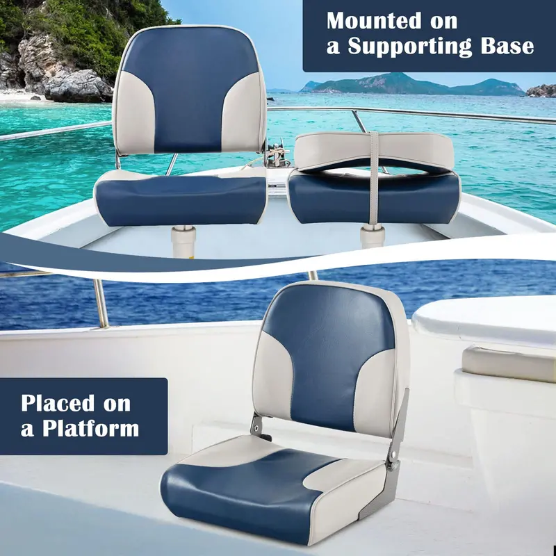 Twin Pack Low-Back Folding Boat Seats – Marine-Grade Aluminum & Stainless Hardware 2