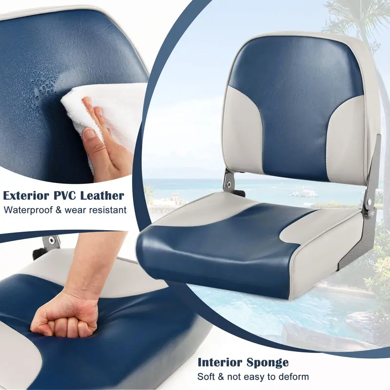 Twin Pack Low-Back Folding Boat Seats – Marine-Grade Aluminum & Stainless Hardware
