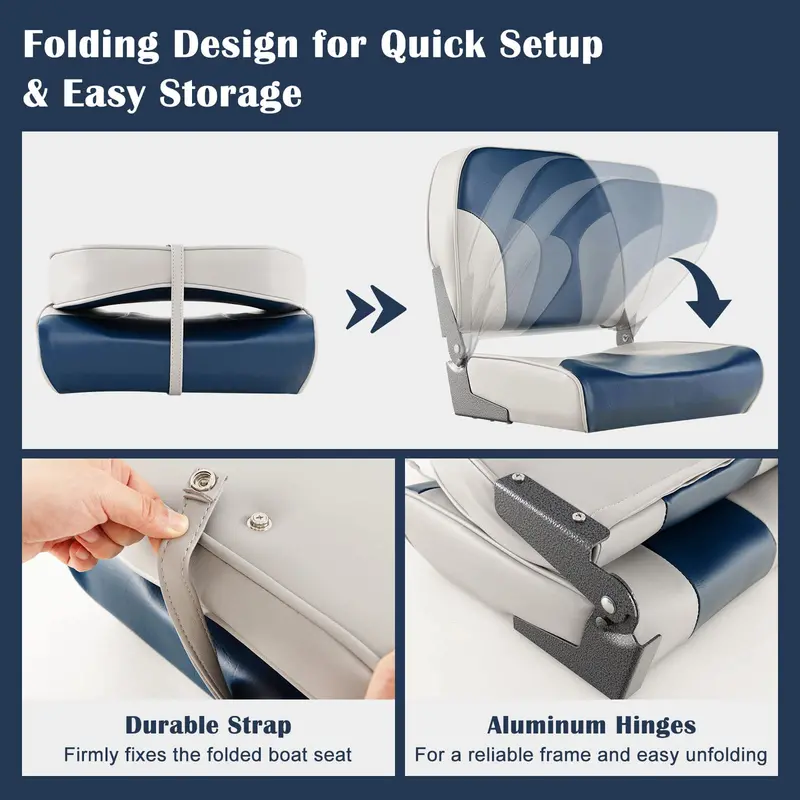 Twin Pack Low-Back Folding Boat Seats – Marine-Grade Aluminum & Stainless Hardware