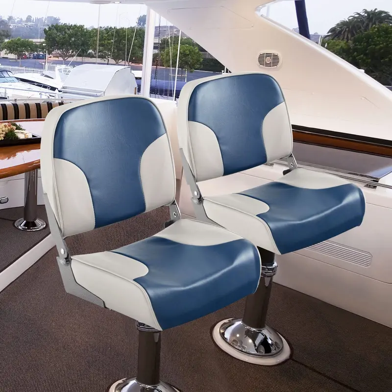 Twin Pack Low-Back Folding Boat Seats – Marine-Grade Aluminum & Stainless Hardware