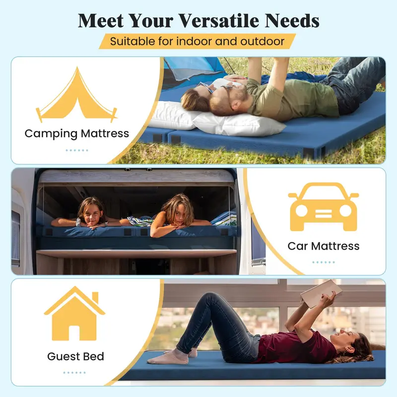 Twin-Size Memory Foam Sleeping Pad – Portable Camping Mattress with Non-Slip Bottom (74" x 38") 2