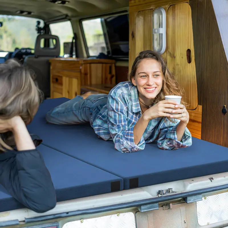 Twin-Size Memory Foam Sleeping Pad – Portable Camping Mattress with Non-Slip Bottom (74" x 38")
