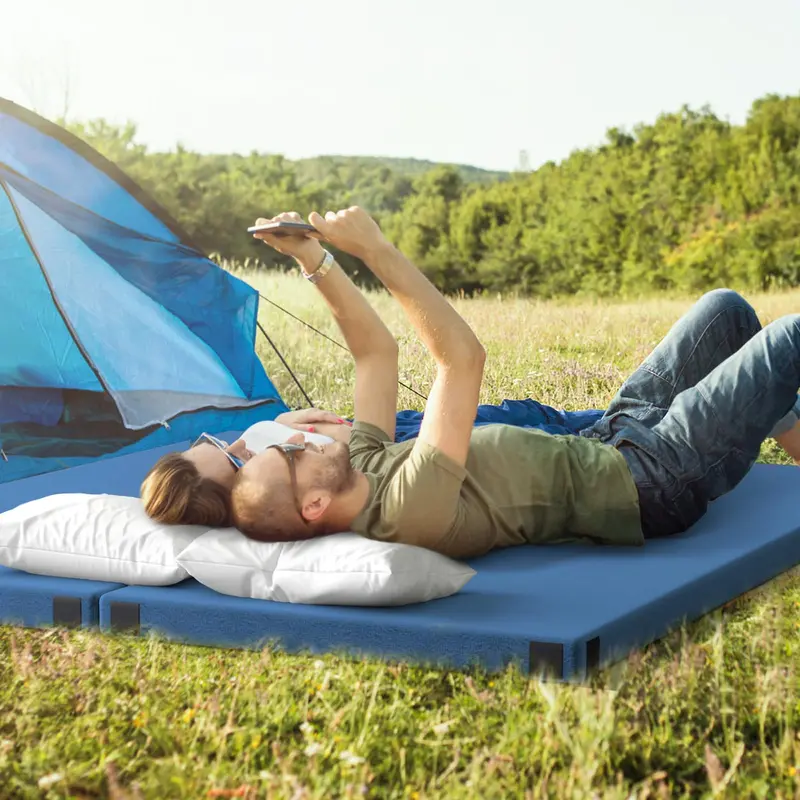 Twin-Size Memory Foam Sleeping Pad – Portable Camping Mattress with Non-Slip Bottom (74" x 38")