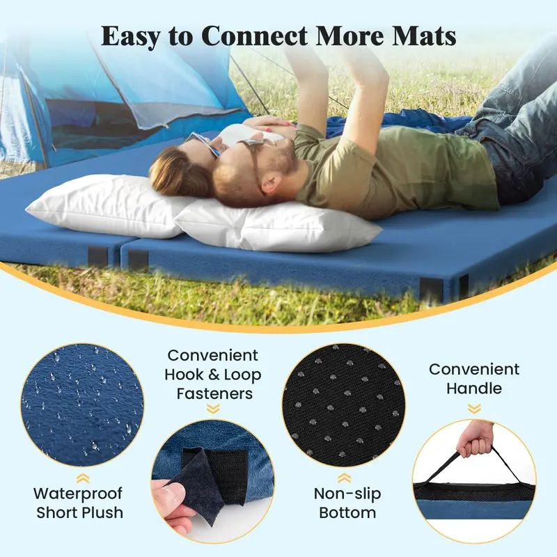 Twin-Size Memory Foam Sleeping Pad – Portable Camping Mattress with Non-Slip Bottom (74" x 38")