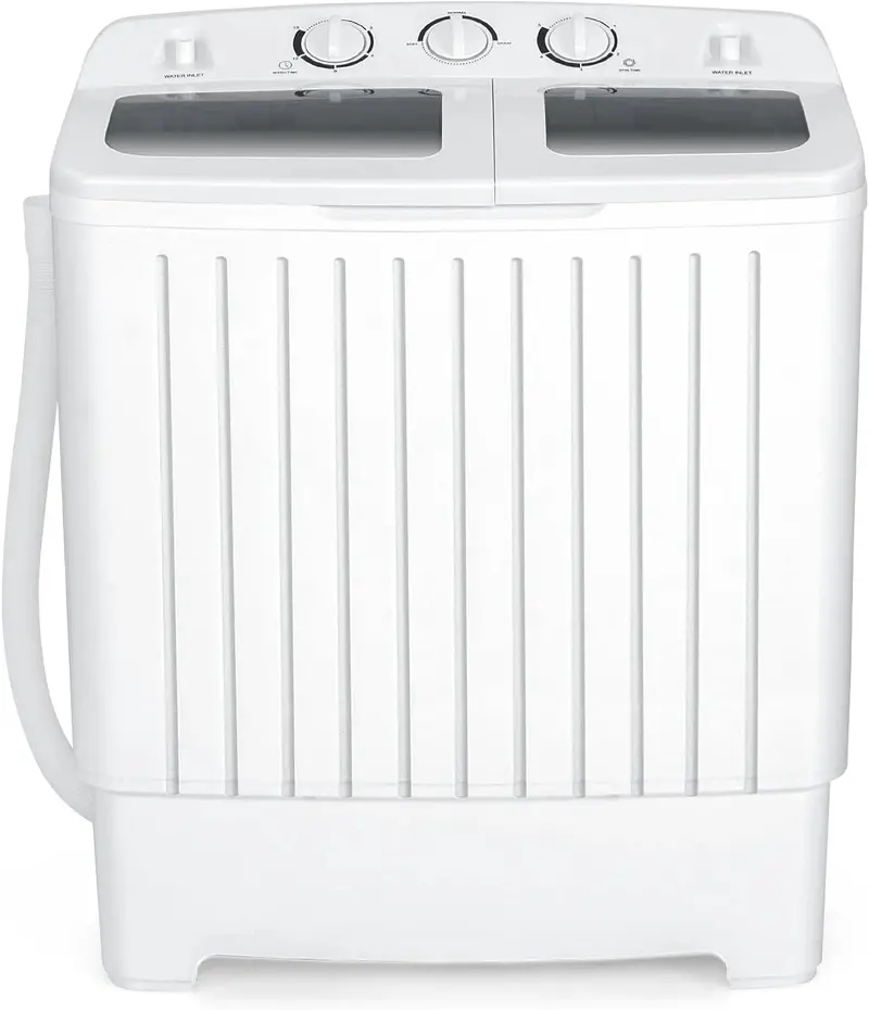Twin-Tub Portable Washing Machine — 20-Lb Total Capacity (12-Lb Wash + 8-Lb Spin), Timer-Controlled, Space-Saving Design for RVs & Small Spaces
