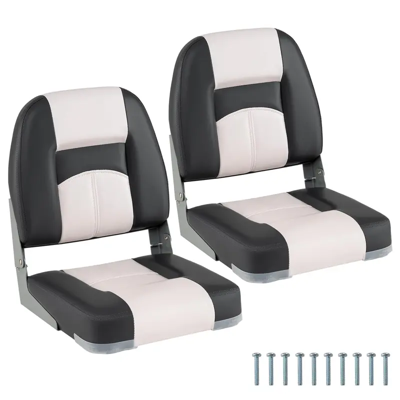 Two-Pack Comfort-Enhanced Folding Boat Seats with Dense Sponge Padding and Mounting Bolts