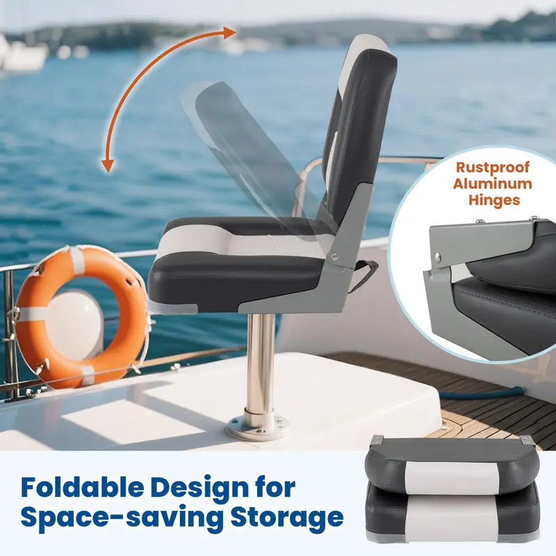 Two-Pack Comfort-Enhanced Folding Boat Seats with Dense Sponge Padding and Mounting Bolts