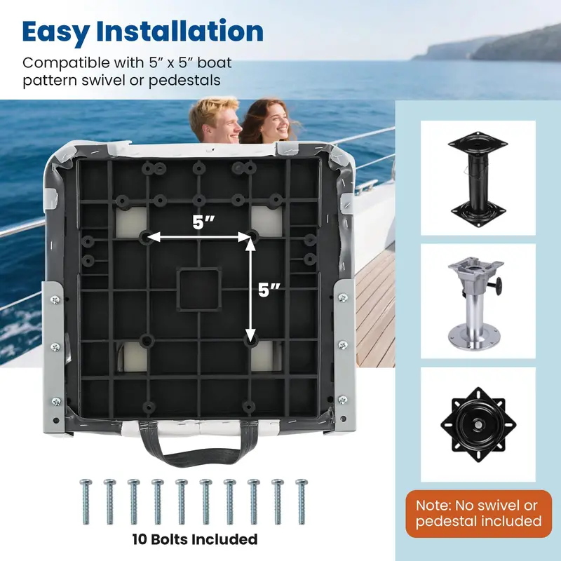 Two-Pack Comfort-Enhanced Folding Boat Seats with Dense Sponge Padding and Mounting Bolts