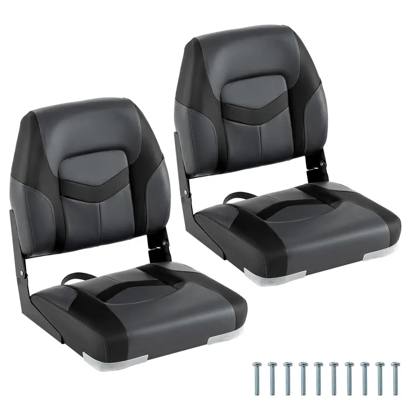 Two-Pack Folding Marine-Grade Boat Seats with Stainless Steel Hardware and Aluminum Hinges
