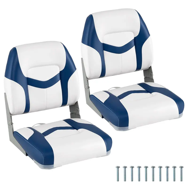Two-Pack Folding Marine-Grade Boat Seats with Stainless Steel Hardware and Aluminum Hinges 2